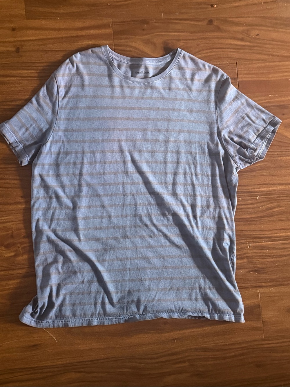 Goodfellow & Co Light Blue and Beige Striped Crewneck Tee